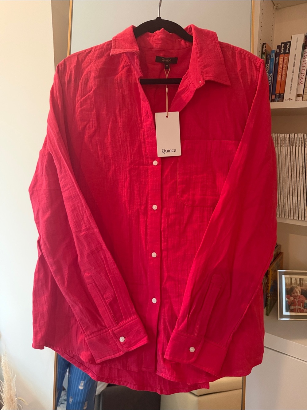 Quince Woman’s Bright Pink/Coral Long-Sleeve Button-Down Shirt
